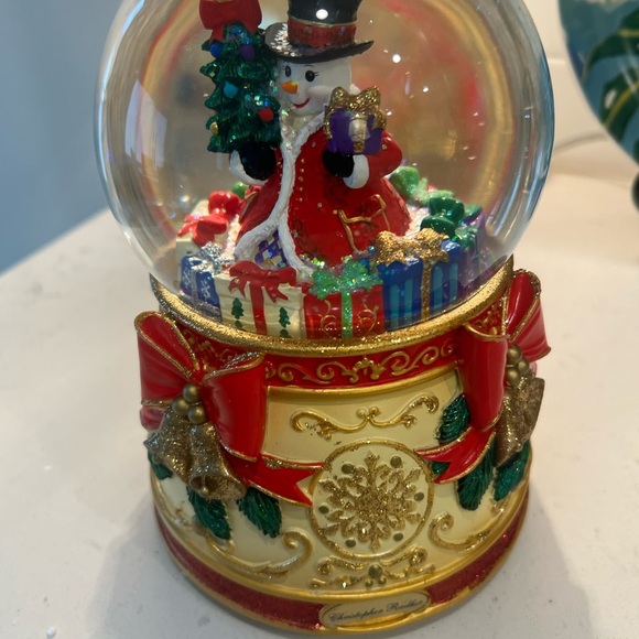 Christopher Radko Snowman Snow Rotation Blowing Snow Globe Wind Up Music 2013 - Picture 5 of 6